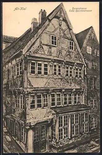 AK Kiel, Altes Haus Rosenstrasse Ecke Holstenstrasse