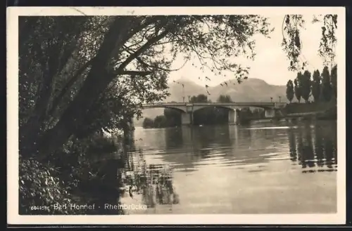 AK Bad Honnef, Blick auf die Rheinbrücke