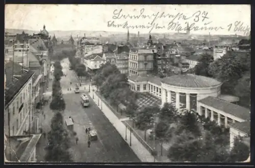 AK Aachen, Friedrich Wilhelmplatz mit dem Elisenbrunnen, Strassenbahn