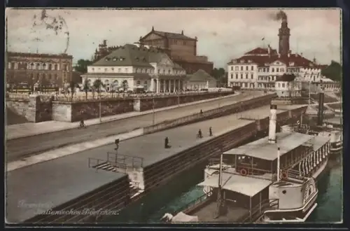 AK Dresden, Italienisches Dörfchen, Dampferanleger