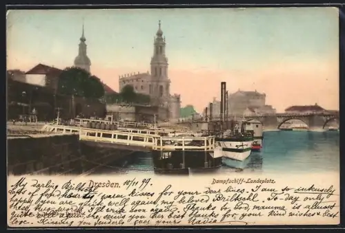 AK Dresden, Dampfschiff-Landeplatz