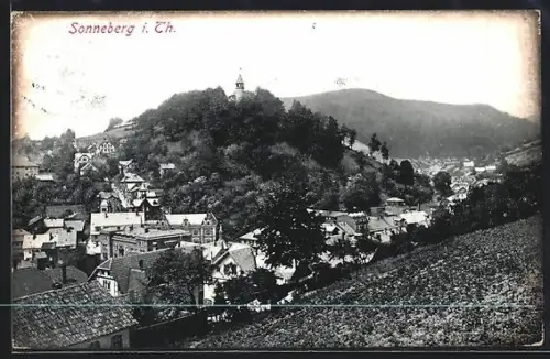 AK Sonneberg i. Th., Totale vom Berg aus gesehen