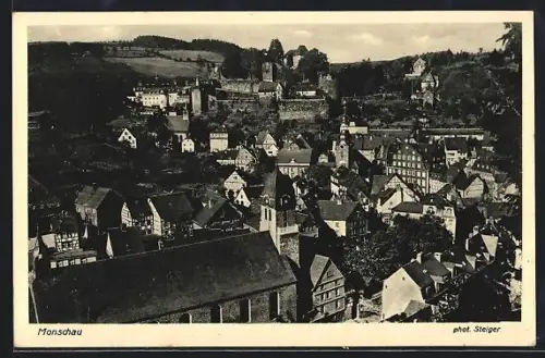 AK Monschau, Ortsansicht aus der Vogelschau