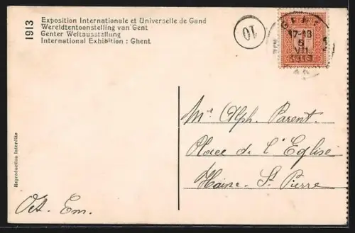 AK Gand, Exposition Universelle 1913, Le Monument Rosse Bayard