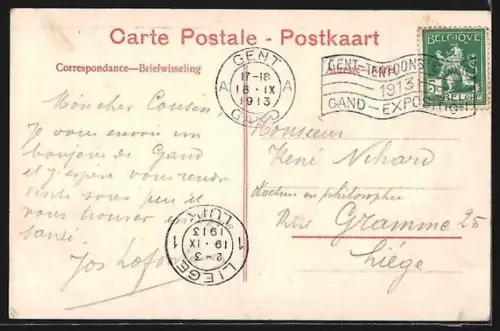 AK Gent, Welt-Ausstellung 1913, Pavillon der Stadt Brüssel