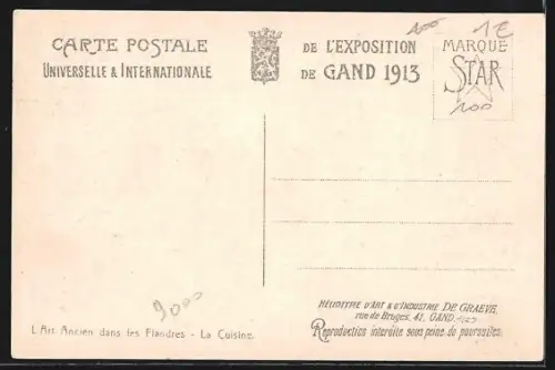 AK Gand, Exposition Universelle 1913, L`Art Ancien dans les Flandres, La Cuisine