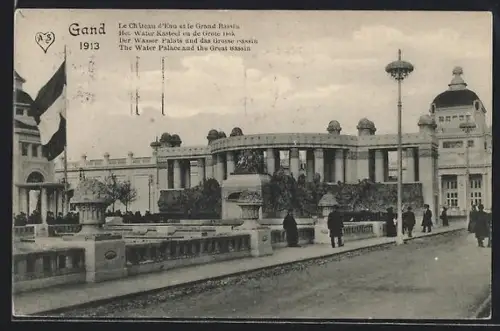 AK Gand, Exposition Universelle 1913, Le Chateau d`Eau et le Grand Bassin