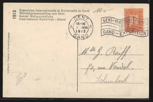 AK Gand, Exposition Universelle 1913, Le Chateau d`Eau et le Grand Bassin