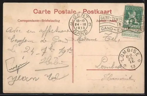 AK Gand, Exposition Universelle 1913, La Cour d`Honneur