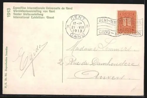 AK Gand, Exposition Universelle 1913, Le Palais de la Femme et l`Entrée principale