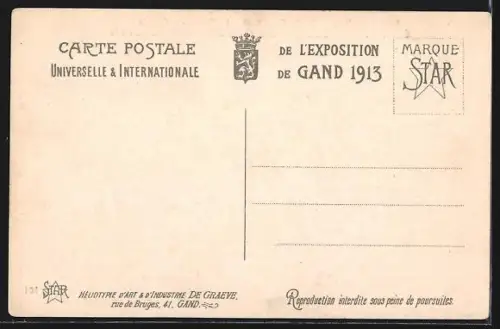 AK Gand, Exposition Universelle 1913, Le Palais du Canada, tableau exécuté en Herbes et Graines du Canada