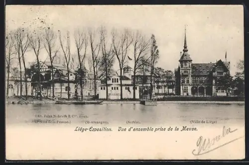 AK Liége, Exposition, Vue d`ensemble prise de la Meuse