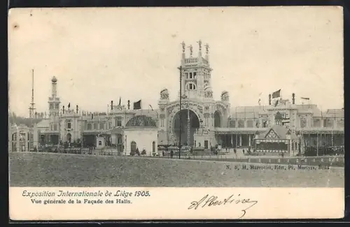 AK Liége, Exposition Internationale 1905, Vue generale de la Facade des Halls