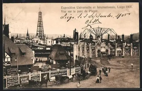 AK Liége, Exposition Universelle 1905, Vue dur le parc de Plaisir