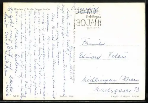 AK Dresden, Prager Strasse mit Geschäftsgebäuden