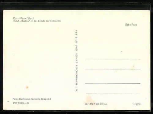 AK Karl-Marx-Stadt, Hotel Moskau in der Strasse der Nationen bei Nacht