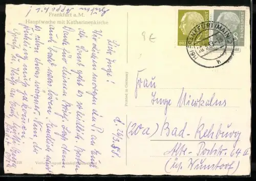 AK Frankfurt a. M., Hauptwache mit Katharinenkirche