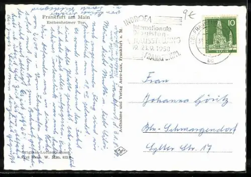 AK Frankfurt a. M., Blick auf das Eschenheimer Tor aus der Vogelschau