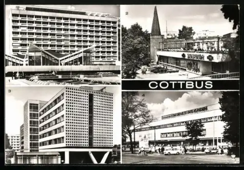 AK Cottbus, HO-Gaststätte Am Stadttor, Hotel Lausitz, Konsument-Warenhaus