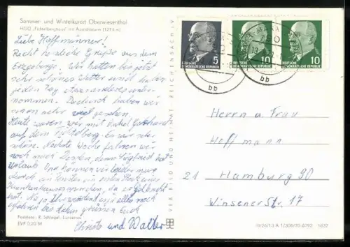 AK Oberwiesenthal, HOG Fichtelberghaus mit Aussichtsturm