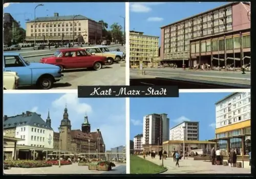 AK Karl-Marx-Stadt, Interhotel Chemnitzer Hof, Interhotel Moskau, Rosenhof, Wilhelm-Pieck-Strasse