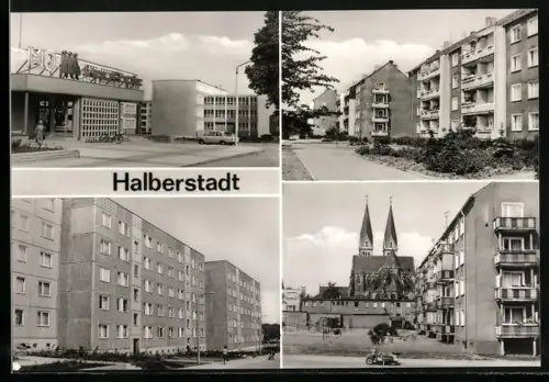 AK Halberstadt / Harz, Dom, Lindenweg - Clara-Zetkin-Ring, Einkaufszentrum