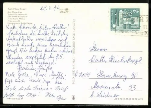 AK Karl-Marx-Stadt, Karl-Marx-Allee, Strasse der Nationen, Karl-Marx-Monument