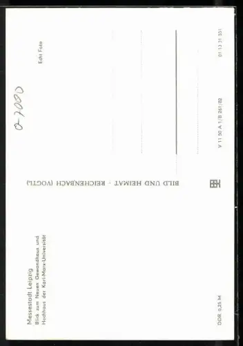 AK Leipzig, Blick zum Neuen Gewandhaus und Hochhaus der Karl-Marx-Universität