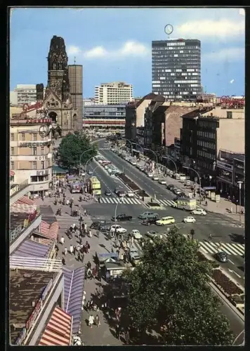 AK Berlin, Kurfürstendamm mit Hotel und U-Bahnstation