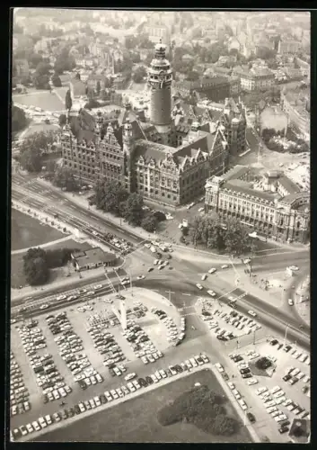 AK Leipzig, Strassenansicht mit grosser Kreuzung aus der Luft