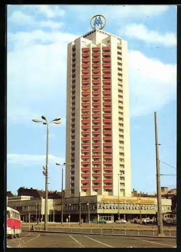 AK Leipzig, Wohnhochhaus in der Wintergartenstrasse, Restaurant Stadt Dresden