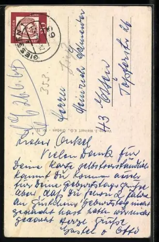 AK Giessen, Hochhäuser mit Strassenpartie