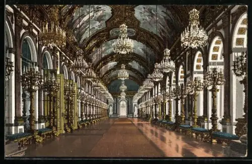 AK Herrenchiemsee, Königliches Schloss, Spiegelgalerie