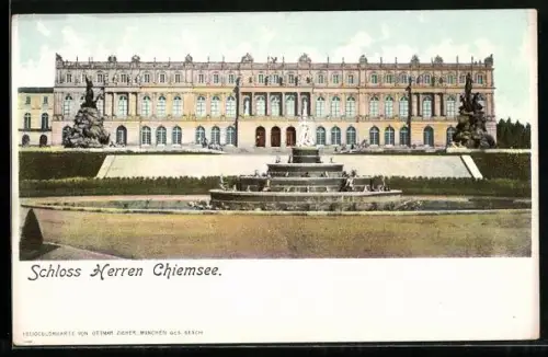 AK Herren Chiemsee, Schloss mit Brunnen
