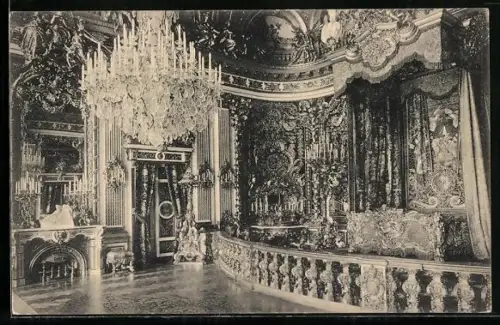 AK Herrenchiemsee, Königliches Schloss, Paradebett