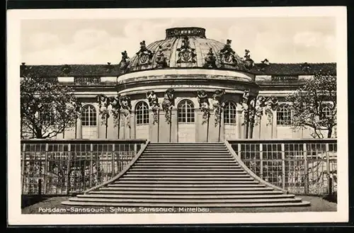 AK Potsdam, Sanssouci, Mittelbau des Schlosses