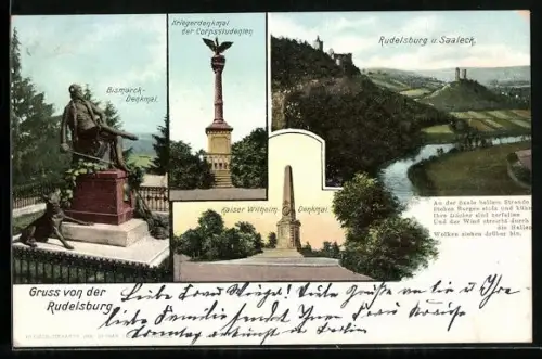 AK Saaleck, Rudelsburg, Bismarckdenkmal