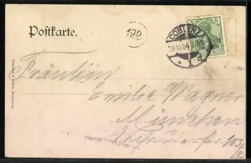 AK Koblenz, Festung Ehrenbreitstein mit Partie am Rhein mit Schiffbrücke