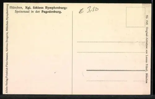 AK München, Königliches Schloss Nymphenburg, Speisesaal in der Pagodenburg