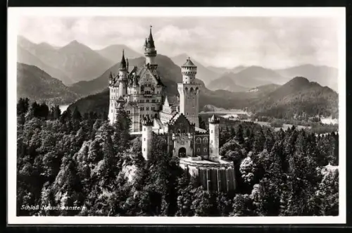 AK Neuschwanstein, Schloss mit Umgebung