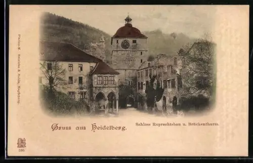AK Heidelberg, Schloss Ruprechtsbau u. Brückenthurm