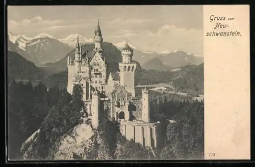 AK Neuschwanstein, Blick auf das Schloss und Umgebung