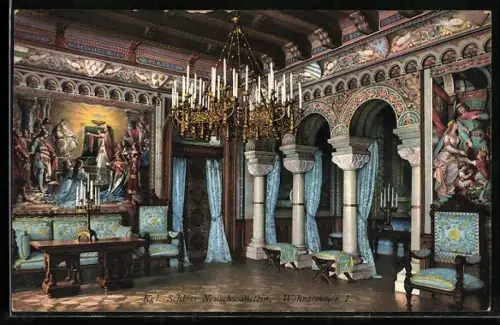 AK Kgl. Schloss Neuschwanstein, Wohnzimmer I