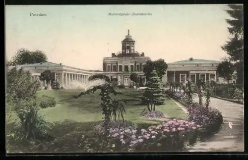 AK Potsdam, Gartenseite des Marmorpalais