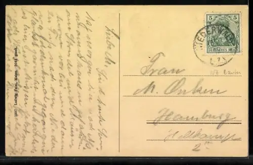 AK Ehrenfels, Ruine mit Rheinpartie und Boot