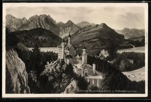 AK Schloss Neuschwanstein, Ansicht mit Hohenschwangau