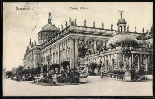 AK Sanssouci, Neues Palais mit Gartenanlagen