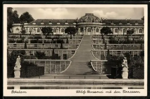 AK Potsdam, Schloss Sanssouci mit den Terrassen