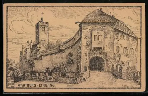 Künstler-AK Eisenach, Wartburg, Eingang