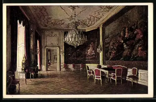 AK Wien, Wiener ehemalige Hofburg, Speisesaal des Stephan-Appartements, Innenansicht